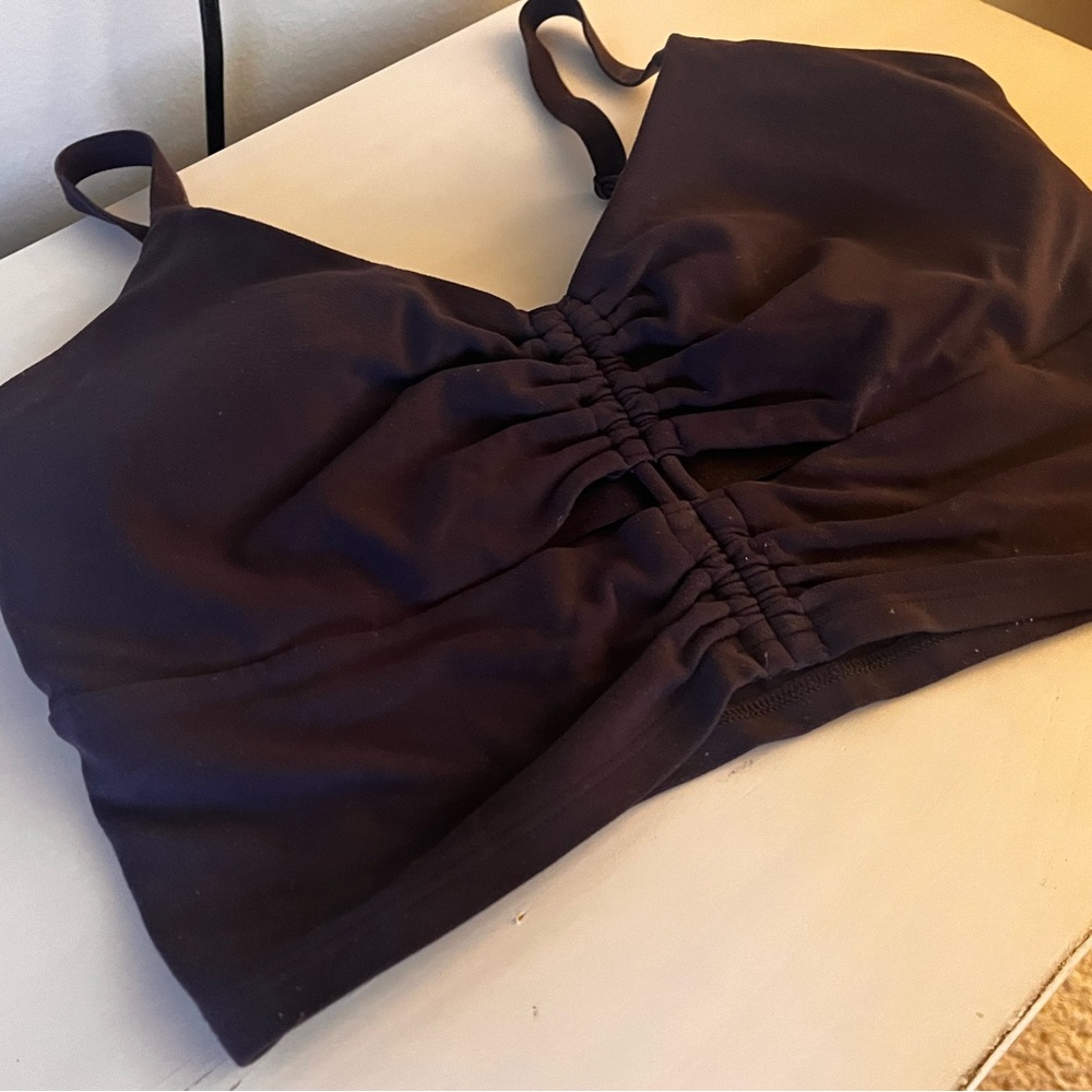 Athleta Deep Purple Gathered Sports Bra